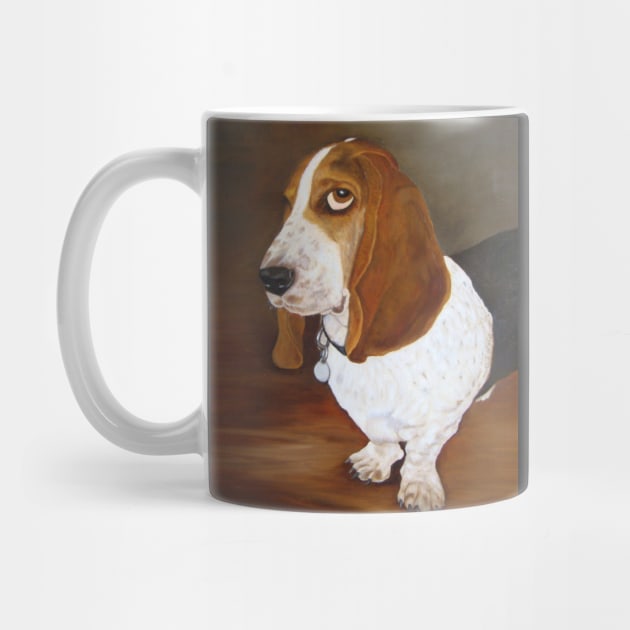 Basset Hound Dog Portrait. Droopy Ears and Huge Paws. by KarenZukArt